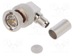Plug; BNC; male; angled 90°; 75Ω; soldering,crimped; for cable