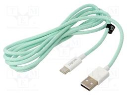 Cable; USB 2.0; USB A plug,USB C plug; 1.5m; green; 480Mbps; 60W