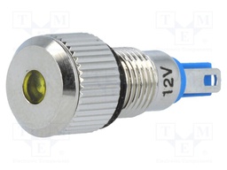 Indicator: LED; flat; 12VDC; Cutout: Ø8mm; IP67; for soldering