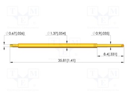Test needle; Spring compression: 4.3mm; 6.35mm; 5A; steel; Ø: 0.9mm