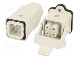 Connector: HDC; male + female; S-A; PIN: 4; 3+PE; size 3A; straight