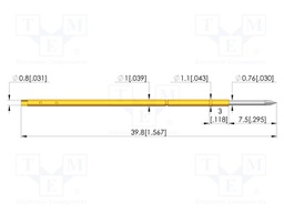 Test needle; Spring compression: 5.5mm; 7.5mm; 2A; steel; Ø: 0.8mm