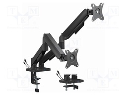 Holder; 9kg; 17÷32"; black; Arm len: 506mm; monitor x2; USB A,USB C
