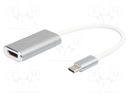 Adapter; USB 3.2; HDMI socket,USB C plug; 150mm; silver