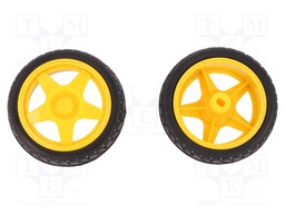 Wheel; yellow-black; Shaft: two sides flattened; Pcs: 2; push-in