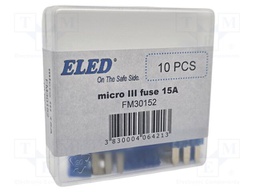 Fuse: fuse; 15A; 32VDC; automotive; 14.3mm; 14.3x3.8x15.3mm