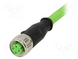 Plug; M12; PIN: 4; female; D code-Ethernet; 5m; Insulation: TPU