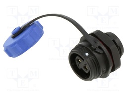 Connector: circular; socket; female; PIN: 2; IP68; SP13; 13A; 250V