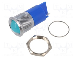 Indicator: LED; prominent; blue; Ø22mm; IP67; brass; ØLED: 18mm; Q22