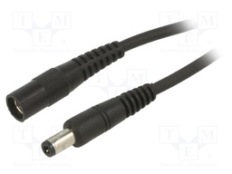 Cable; DC 5,5/2,5 plug,DC 5,5/2,5 socket; straight; 1mm2; black
