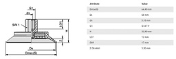 Suction cup; 60mm; 40.3g; G 1/4 F; Shore hardness: 55; 12.7cm3