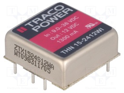 Converter: DC/DC; 15W; Uin: 9÷36V; 12VDC; Iout: 1300mA; 1"x1"; 15g