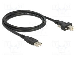 Cable; USB 2.0; USB A plug,USB B plug; gold-plated; 1m; black