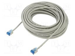 Patch cord; U/FTP; 6a; stranded; Cu; LSZH; grey; 15m; 32AWG; -20÷75°C