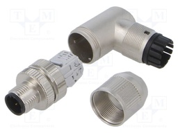 Plug; M12; PIN: 4; male; D code-Ethernet; for cable; IDC; angled 90°