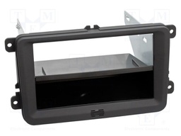 Radio frame; Seat,VW,Škoda; 2 DIN; black/rubber-touch
