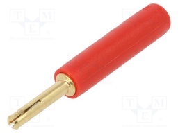 Adapter; 2mm banana; red; gold-plated; 28.5mm; Type: non-insulated