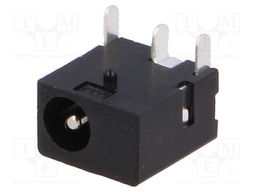 Socket; DC supply; male; 3,5/1,3mm; THT; 1A; 12VDC; angled 90°