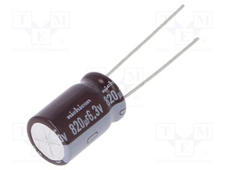 Capacitor: electrolytic; low impedance; THT; 820uF; 6.3VDC; ±20%