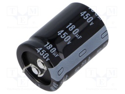 Capacitor: electrolytic; SNAP-IN; 180uF; 450VDC; Ø25x35mm; ±20%