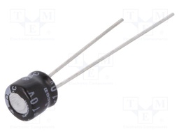 Capacitor: electrolytic; THT; 22uF; 10VDC; Ø5x5mm; Pitch: 2mm; ±20%