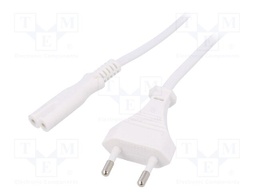 Cable; CEE 7/16 (C) plug,IEC C7 female; 1.8m; Sockets: 1; white