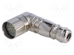 Connector: M23; plug; PIN: 12; female; soldering; for cable; angled