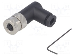 Connector: M8; female; PIN: 3; angled 90°; unshielded; for cable