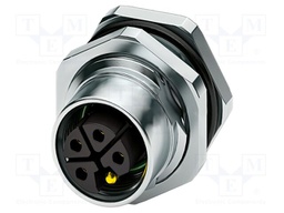 Connector: M12; socket; PIN: 5; female; 63V; straight; THT; 16A; 4+PE
