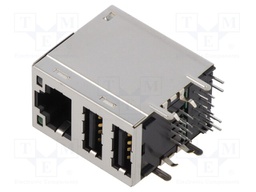 Socket; RJ45 + USB A; PIN: 8; shielded,RJ45 + 2x USB-A,with LED