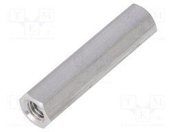 Screwed spacer sleeve; Int.thread: M5; 35mm; hexagonal; aluminium