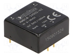Converter: DC/DC; 6W; Uin: 9÷36V; 5VDC; Iout: 1.2A; 1"x1"; 14g