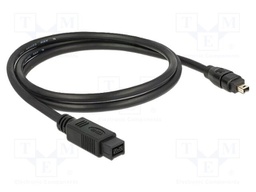 Cable; FireWire 4pin plug,FireWire 9pin plug; 1m; black; 28AWG