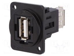 Coupler; USB A socket,both sides; FT; USB 2.0; metal; 19x24mm