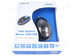 Optical mouse; black; USB; wired; No.of butt: 3; 1.5m