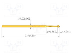 Test needle; Spring compression: 4.3mm; 6.35mm; 3A; steel; Ø: 1.2mm
