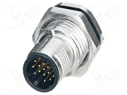 Connector: M12; socket; PIN: 17; male; 30V; straight; THT; A code