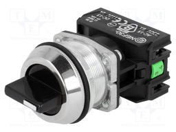 Switch: rotary; Stabl.pos: 3; NC + NO; 30mm; black; IP56; Pos: 3