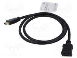Cable; HDMI socket,HDMI plug; PVC; 1m; black; HDCP 2.2,HDMI 2.1