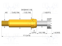 Test needle; Spring compression: 2.8mm; 3.5mm; 5A; CuBe; Ø: 3.5mm