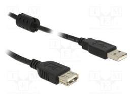 Cable; USB 2.0; USB A socket,USB A plug; 0.5m; black; 24AWG,28AWG