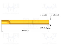 Test probe socket; gold-plated; KS-150; soldered; 43mm