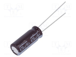 Capacitor: electrolytic; low impedance; THT; 470uF; 16VDC; Ø8x20mm