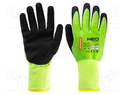 Protective gloves; Size: 10; black-green; polyester; furlined