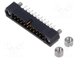 10+10 Pos. Male DIL Vertical Throughboard Conn. Jackscrews