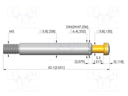 Test needle; Spring compression: 4.4mm; 5.5mm; 100A; CuBe; Ø: 6mm