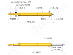 Test needle; Spring compression: 6mm; 10mm; 2A; steel; Ø: 2mm; 1.1N