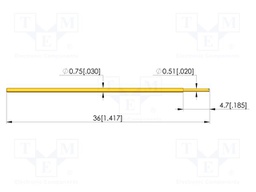 Test needle; Spring compression: 0mm; 0mm; 2A; steel; gold-plated