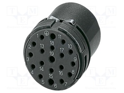 Connector: M23; contact insert; PIN: 19; crimped; CA; 8A,10A; 48V