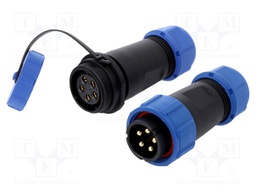 Connector: circular; male + female; PIN: 5; 3A; IP67; 500V